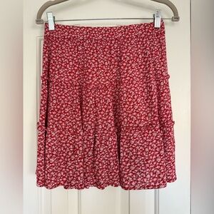 Floral Red Skirt